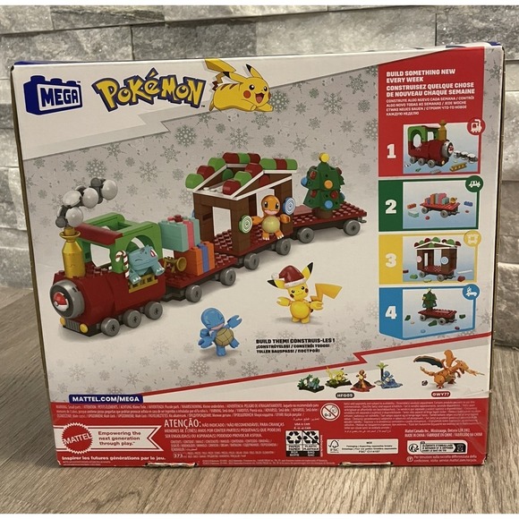 NIB Mega Pokemon Holiday Train Building Set - 4 Buildable Pokemon & Train 373 Pc - Picture 2 of 4